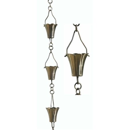 Patina Products Patina Products 8.5ft. Brushed Stainless Steel Fluted Cup Rain Chain R266 R266